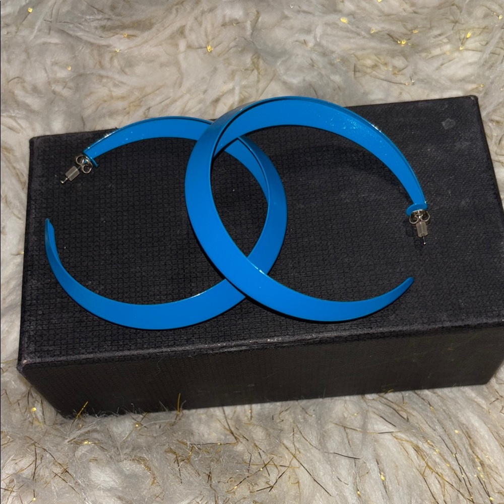 Vibrant Blue Hoop Earrings